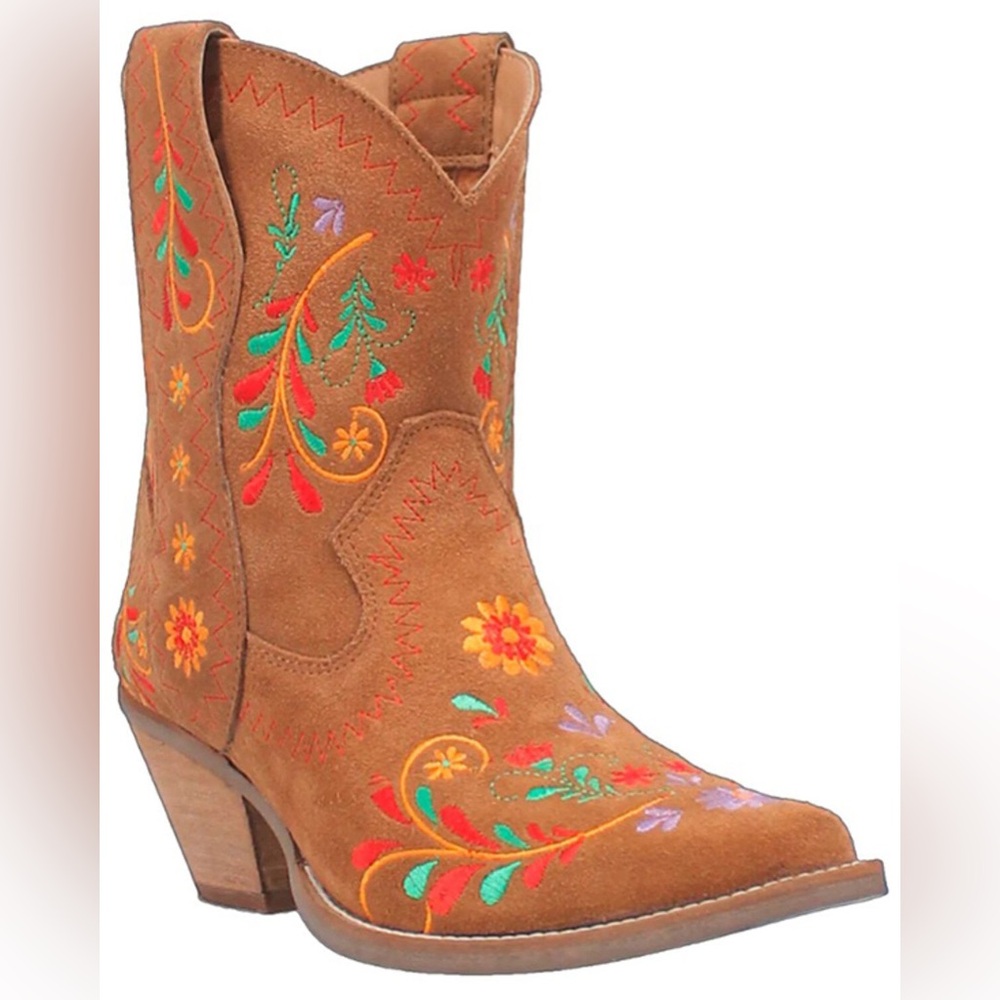 Dingo women’s sugar bug camel embroidered booties